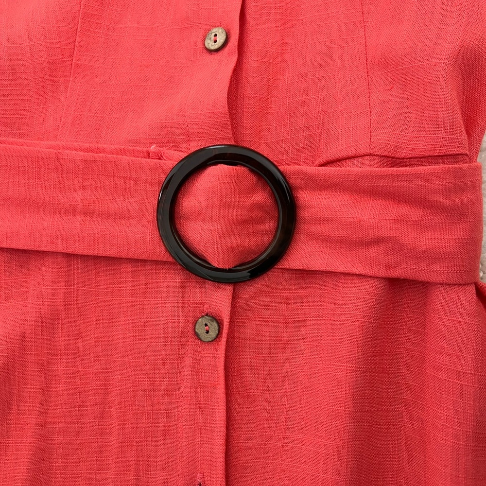 APRICOT brand Coral Button-Up linen blend belted shirt dress - Picture 4 of 10